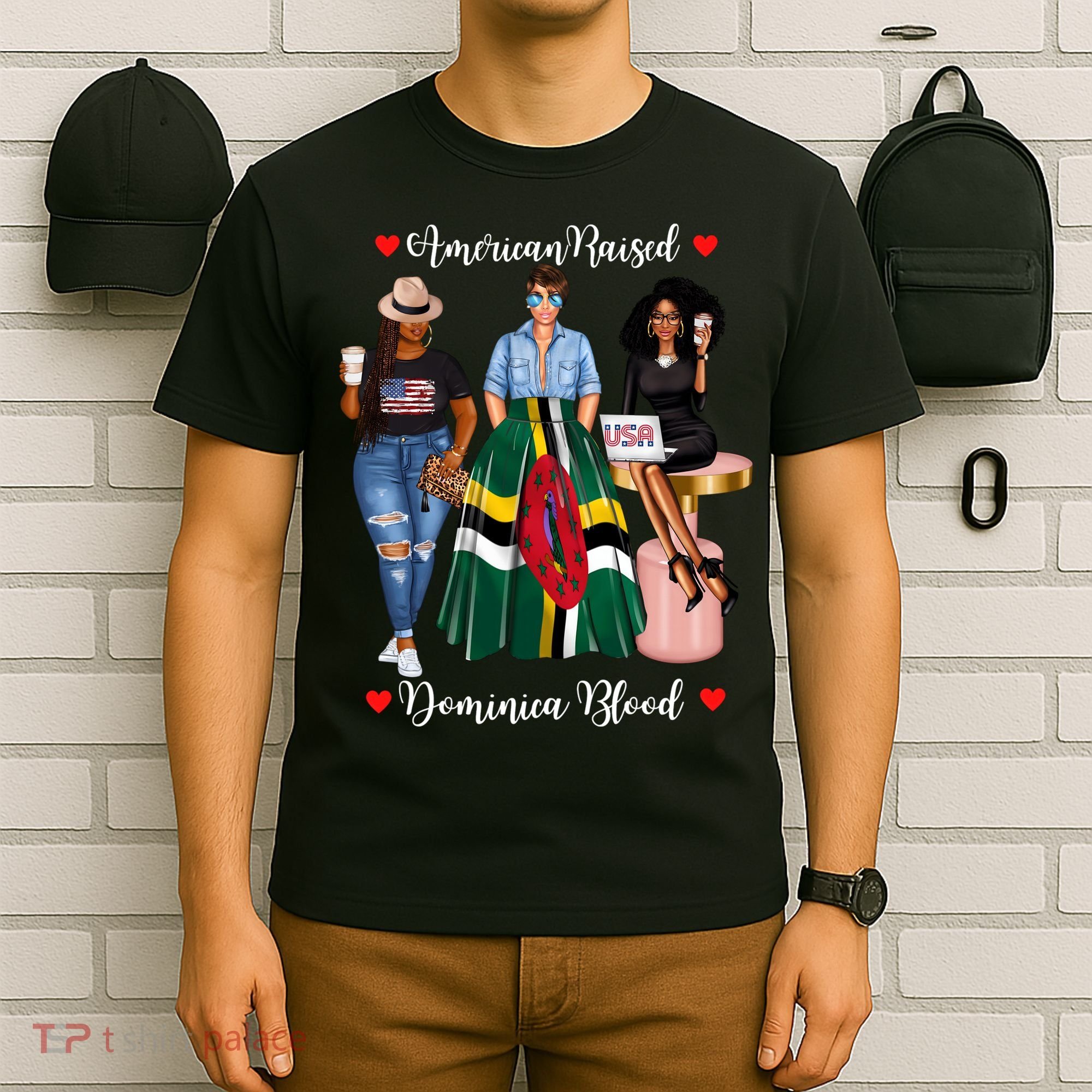 American Raised Half Dominican Born In Dominica Roots Gift T-Shirt