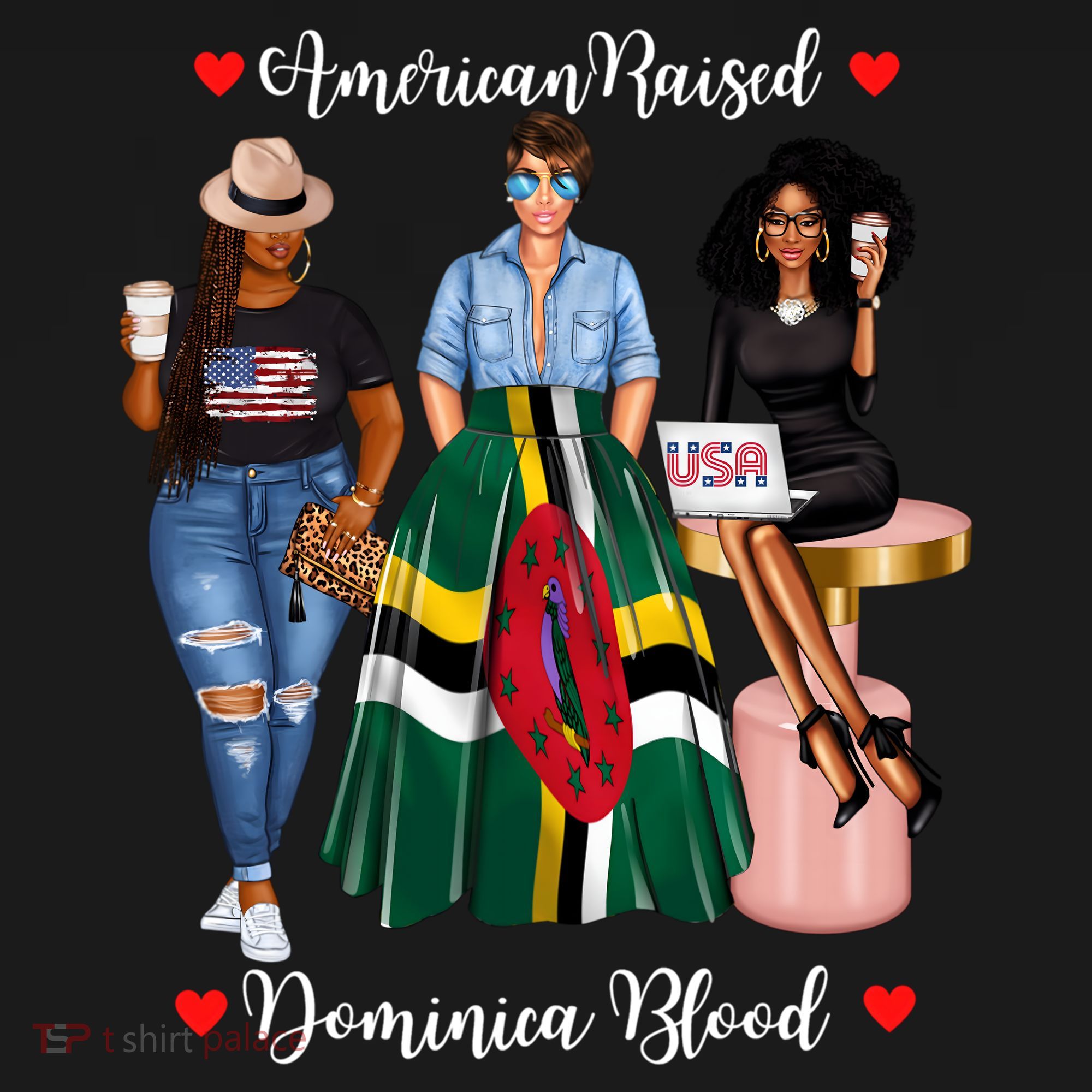 American Raised Half Dominican Born In Dominica Roots Gift Bucket Hat