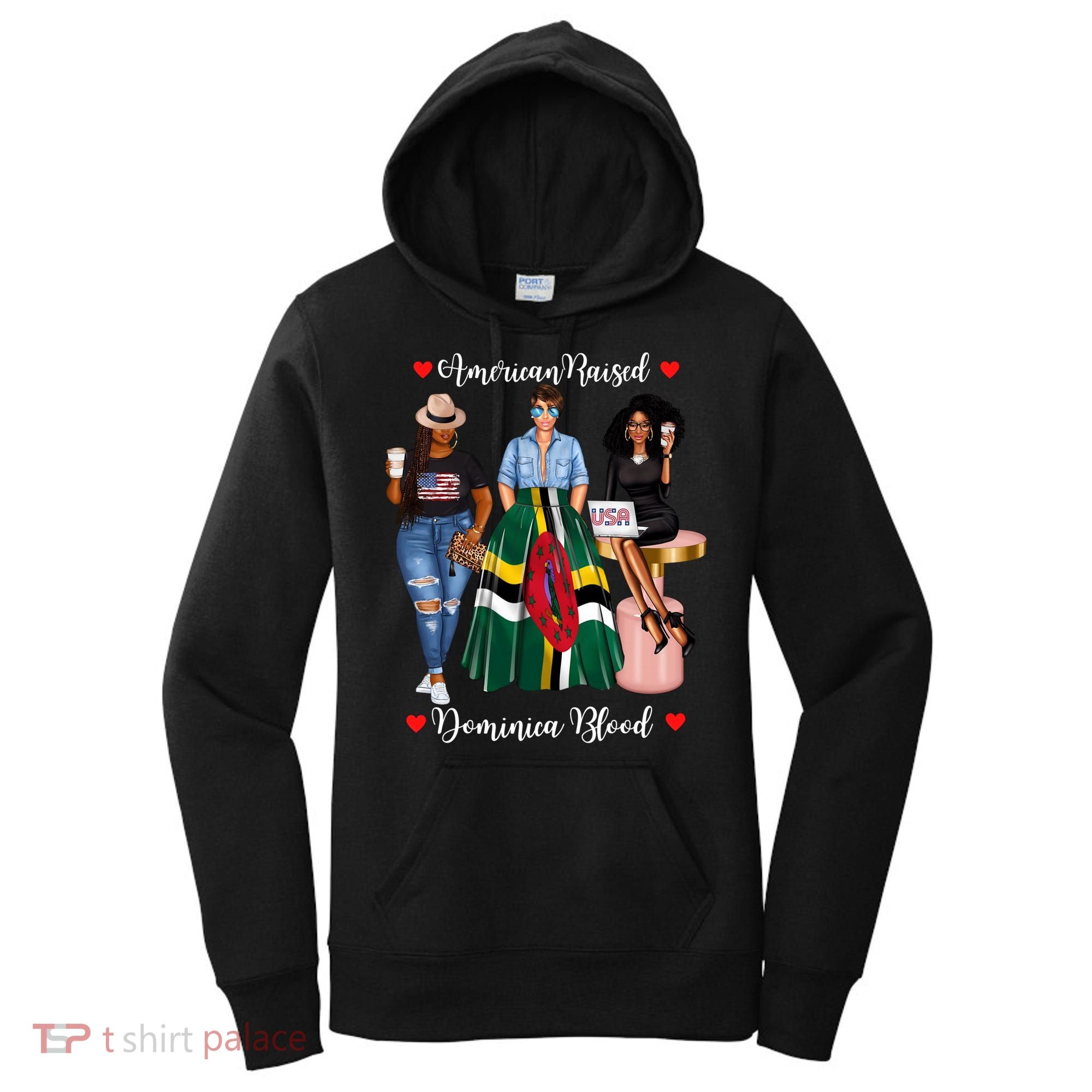 American Raised Half Dominican Born In Dominica Roots Gift Women's Hoodie