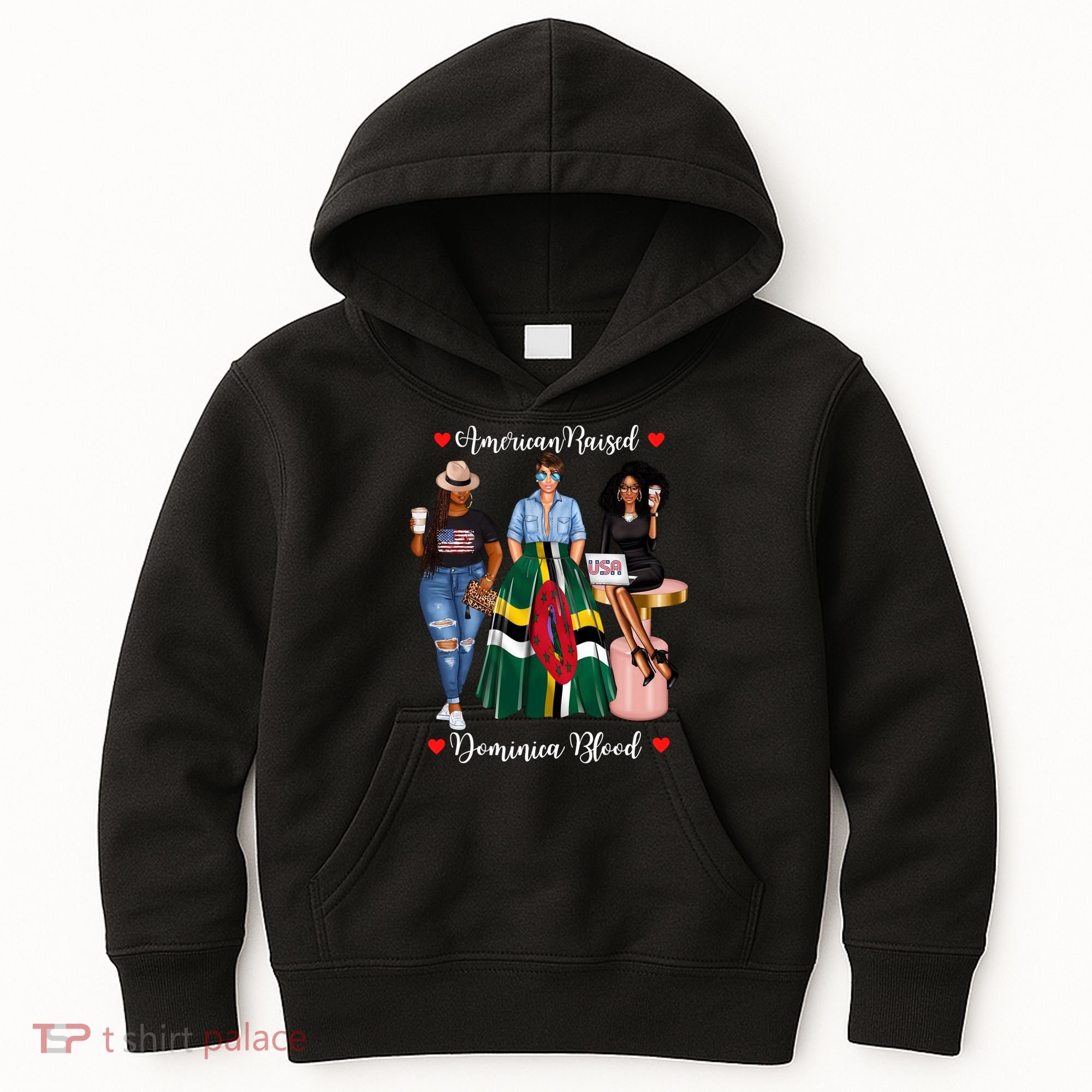 American Raised Half Dominican Born In Dominica Roots Gift Kids Hoodie