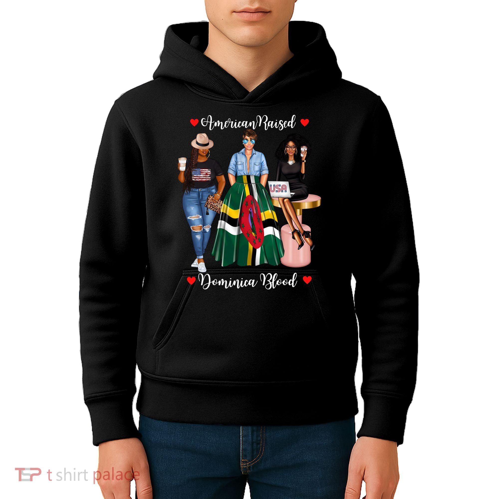 American Raised Half Dominican Born In Dominica Roots Gift Kids Hoodie
