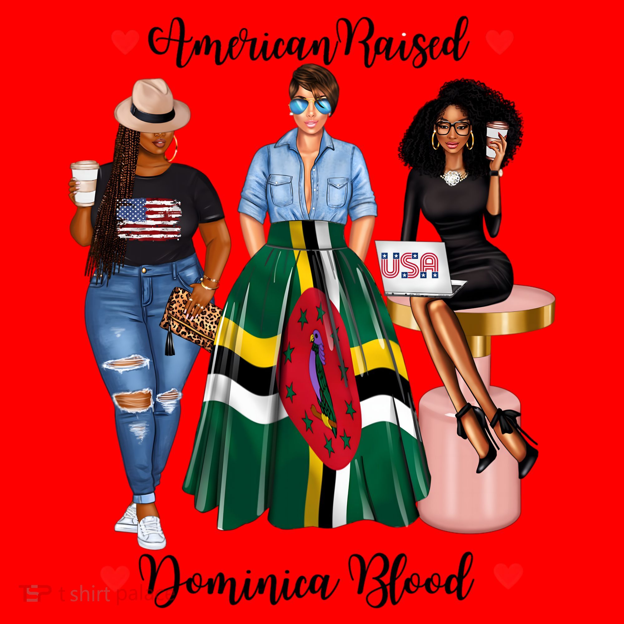 American Raised Half Dominican Born In Dominica Roots Gift Santa Hat