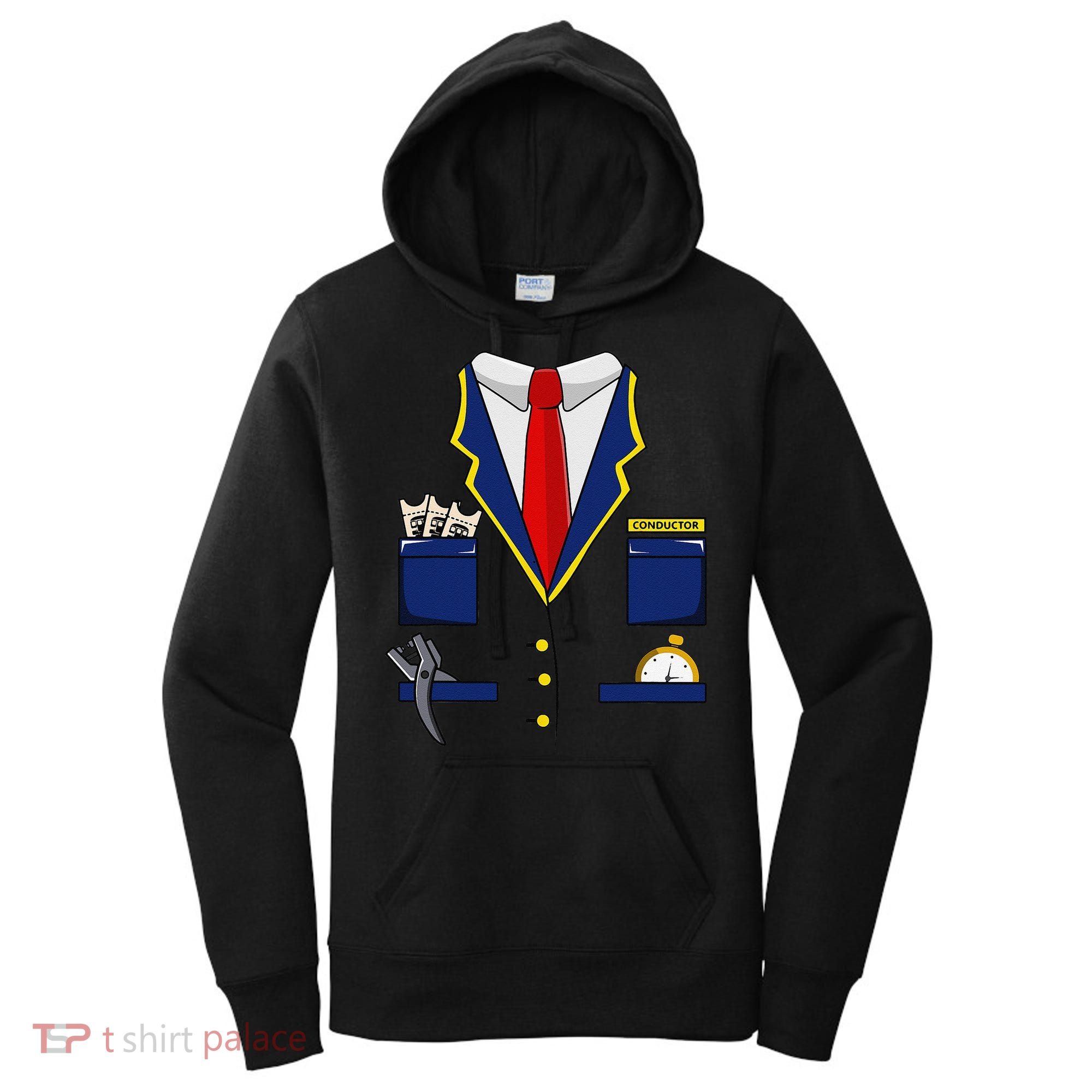 Adult Railroad Halloween Train Conductor Costume Women's Hoodie