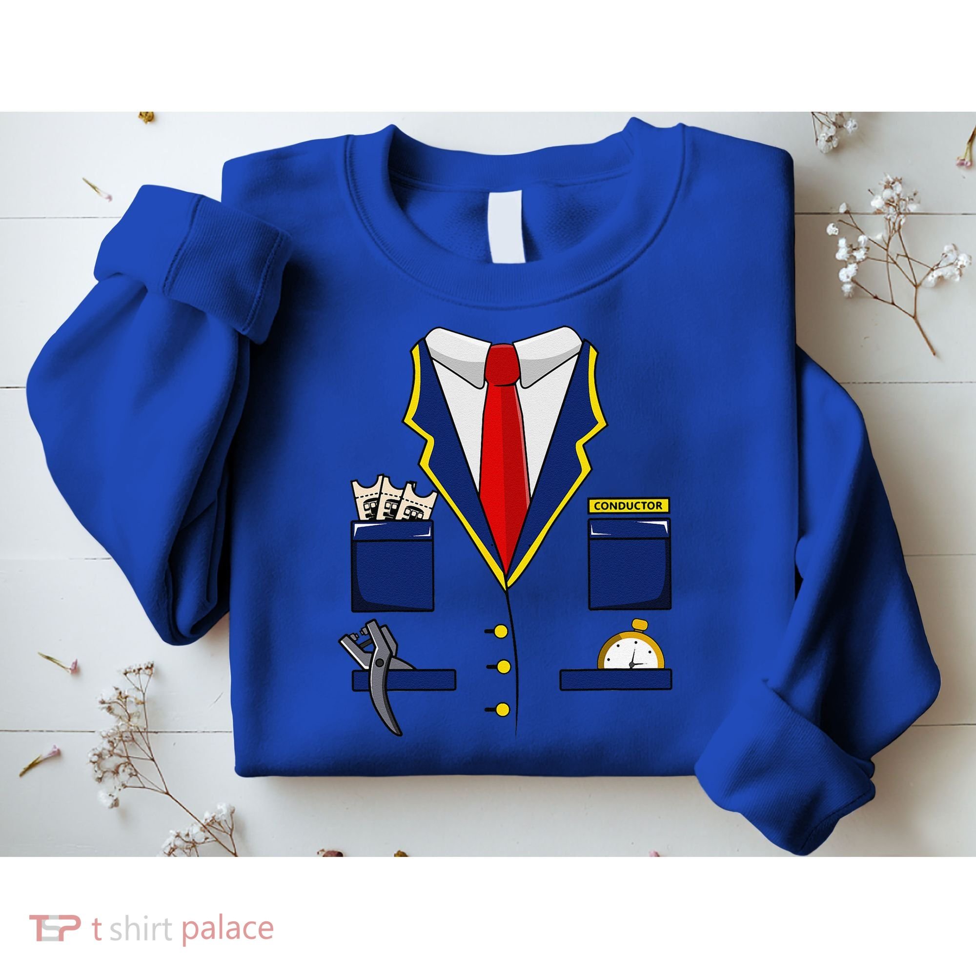 Adult Railroad Halloween Train Conductor Costume Sweatshirt