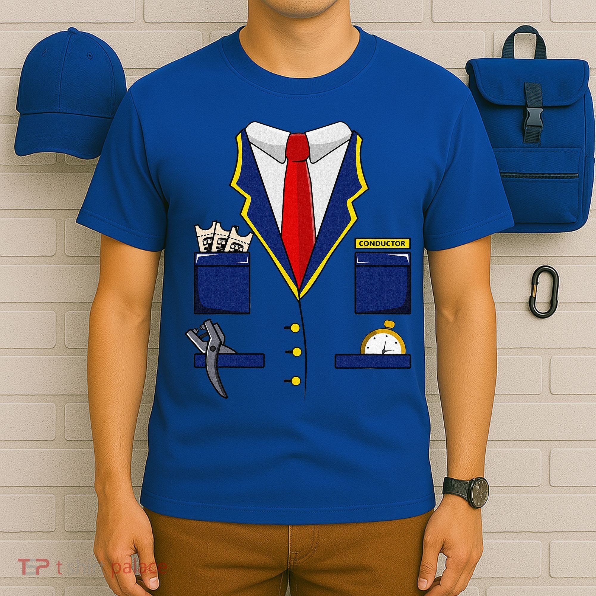 Adult Railroad Halloween Train Conductor Costume T-Shirt