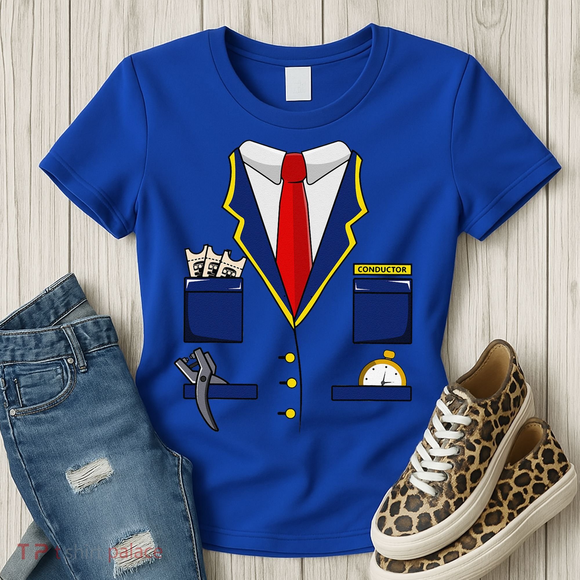 Adult Railroad Halloween Train Conductor Costume Women's T-Shirt