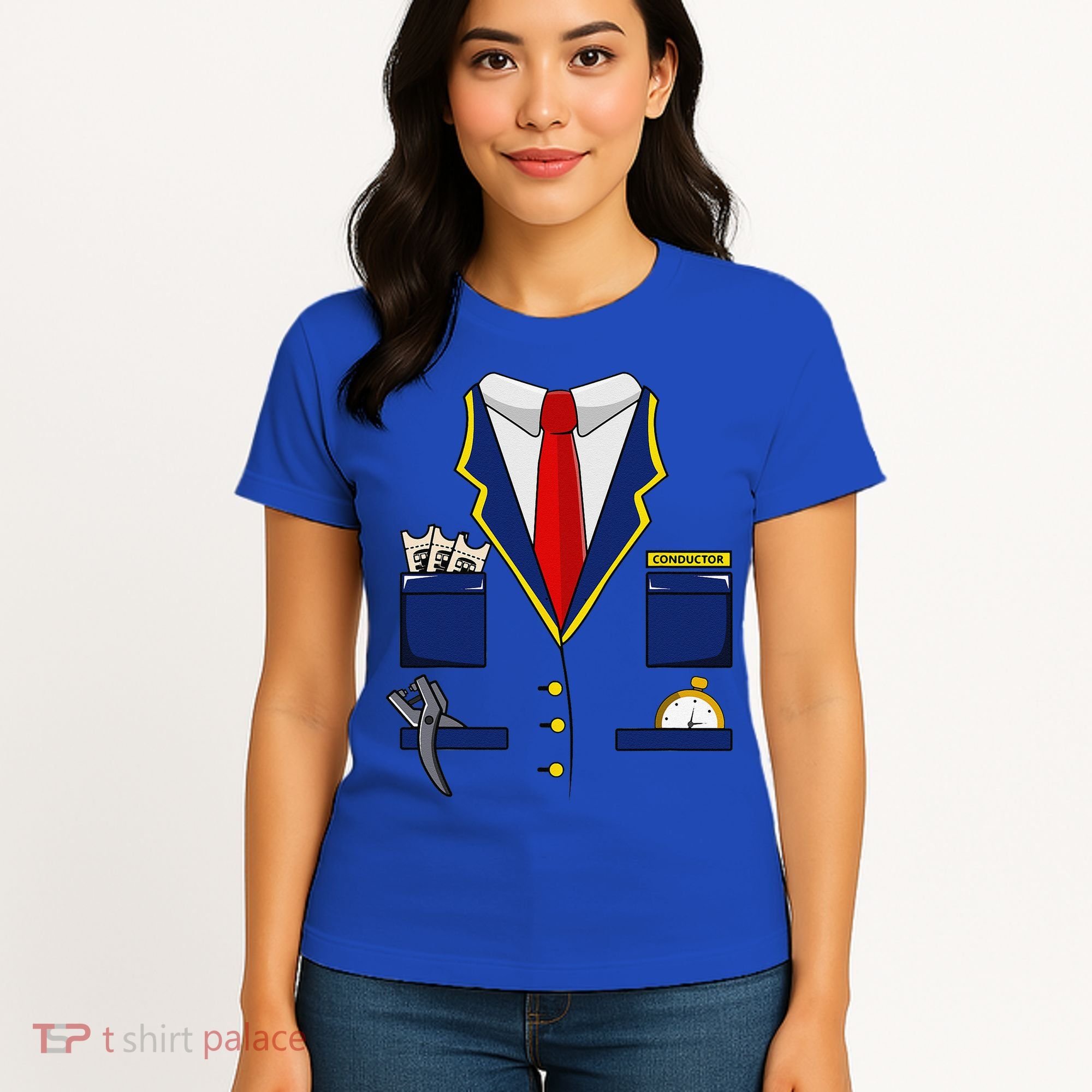 Adult Railroad Halloween Train Conductor Costume Women's T-Shirt