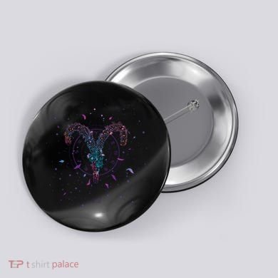 Aries Floral Zodiac Button