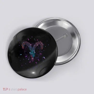 Aries Floral Zodiac Button