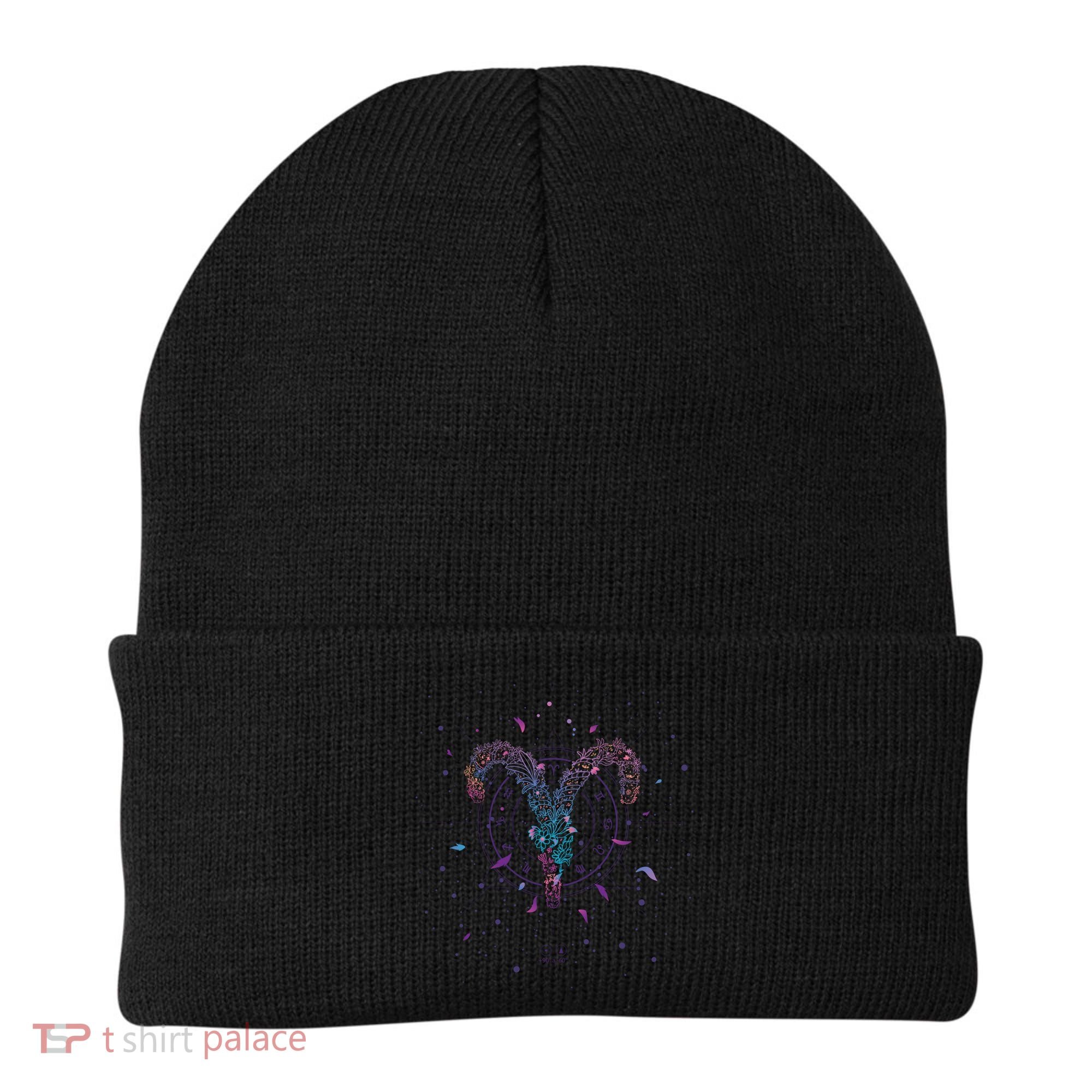 Aries Floral Zodiac Beanie