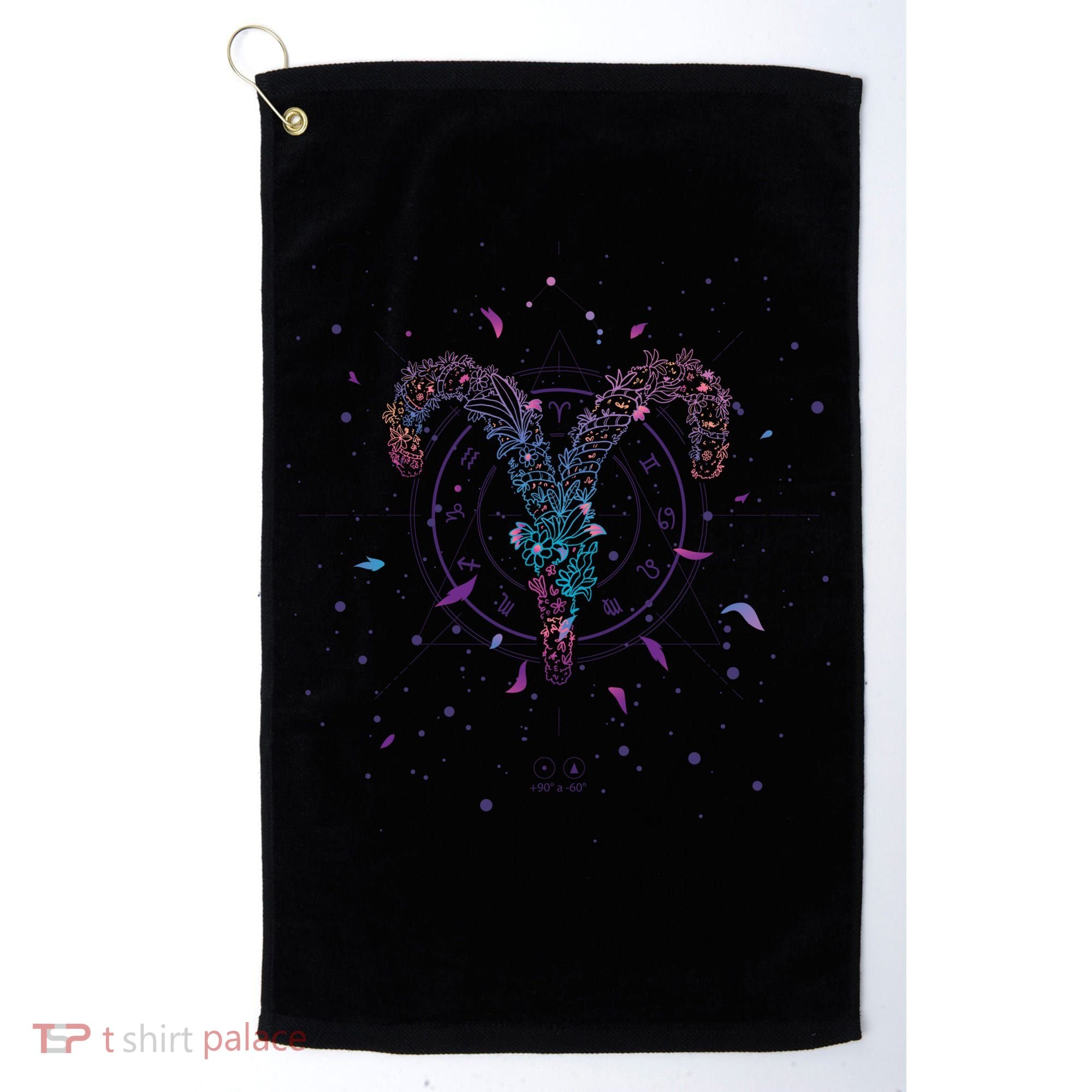 Aries Floral Zodiac Golf Towel