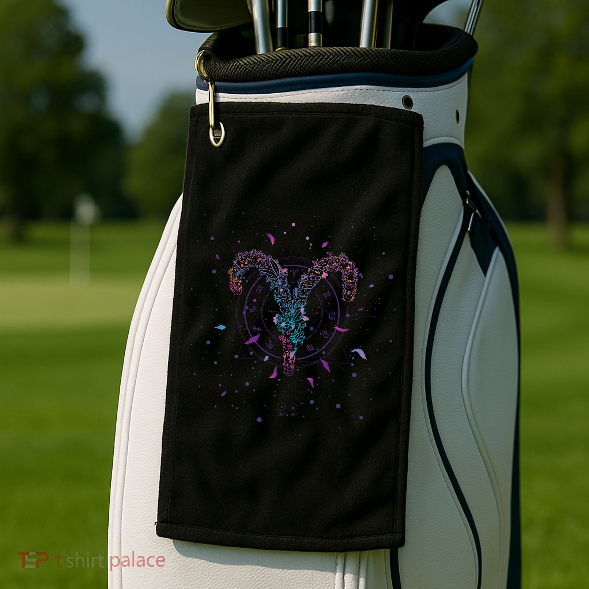 Aries Floral Zodiac Golf Towel