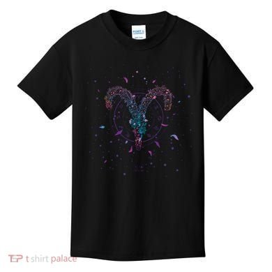 Aries Floral Zodiac Kids T-Shirt