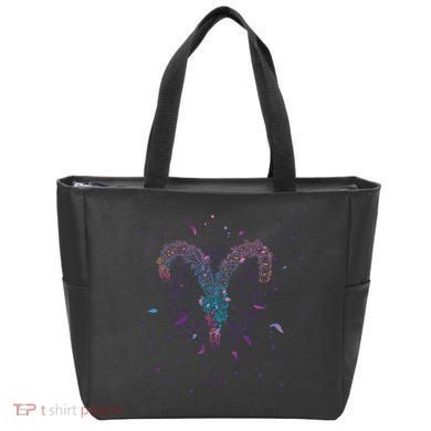 Aries Floral Zodiac Tote Bag