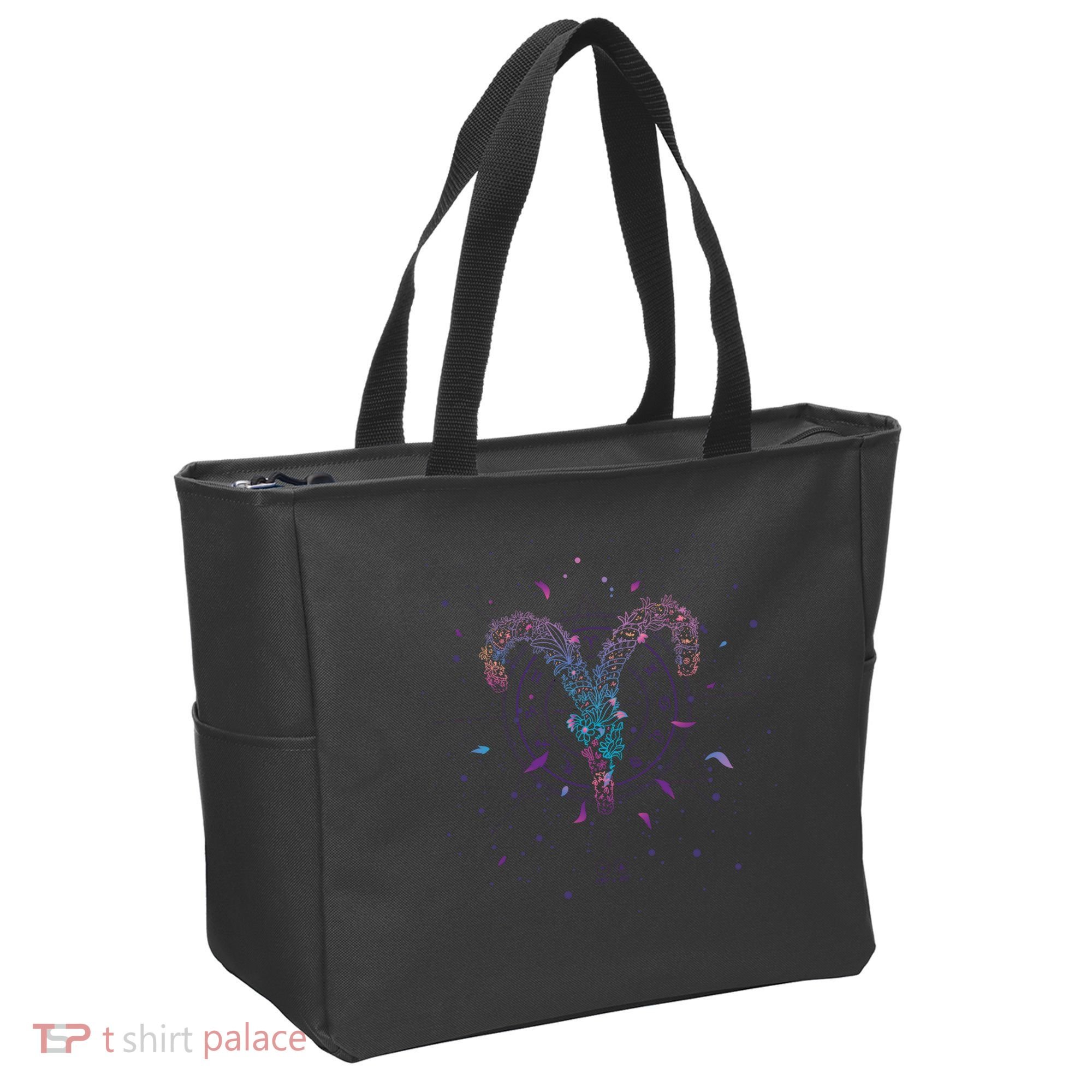 Aries Floral Zodiac Tote Bag
