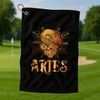 Aries goat Zodiac Golf Towel thumb 1
