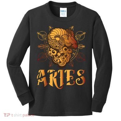 Aries goat Zodiac Kids Long Sleeve Shirt