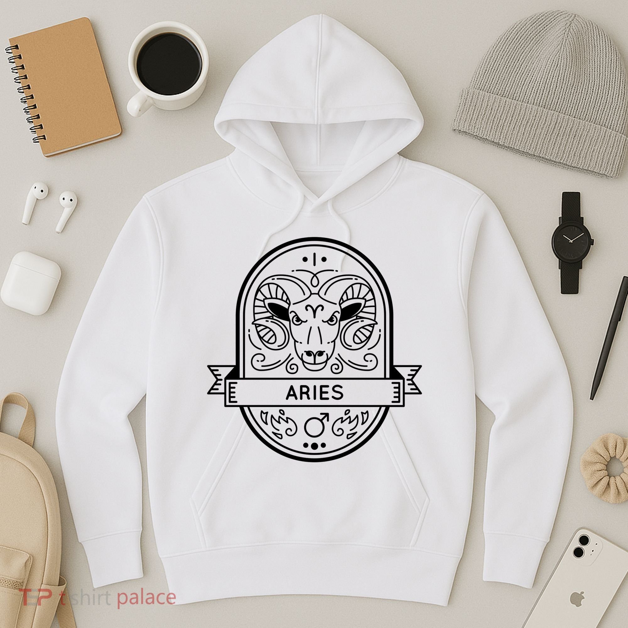 Aries Zodiac Symbol Design Hoodie