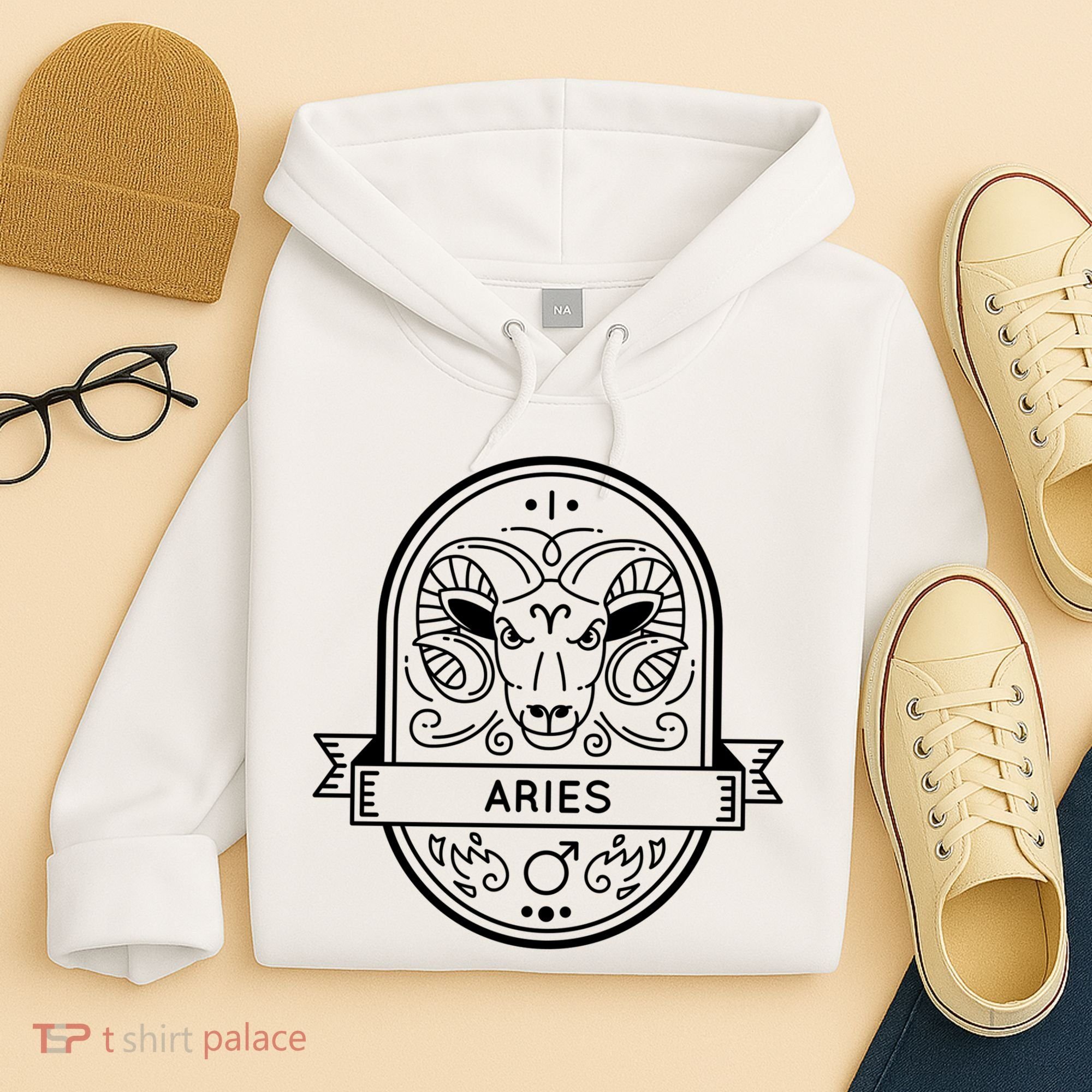 Aries Zodiac Symbol Design Hoodie