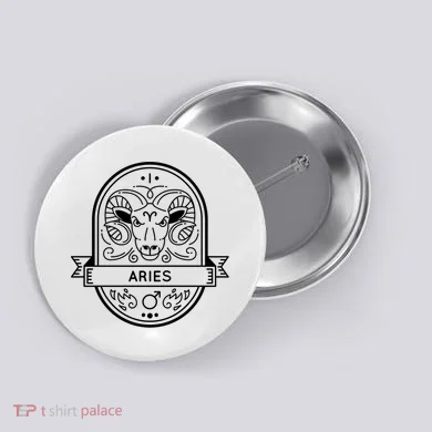 Aries Zodiac Symbol Design Button
