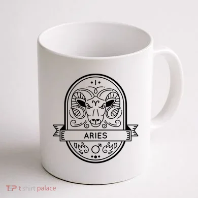 Aries Zodiac Symbol Design Coffee Mug back