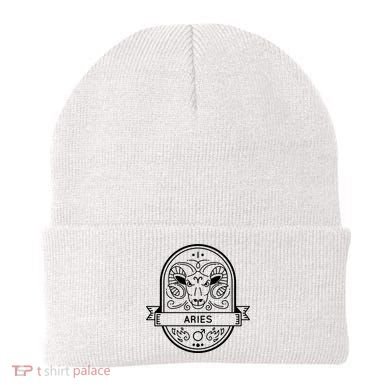 Aries Zodiac Symbol Design Beanie