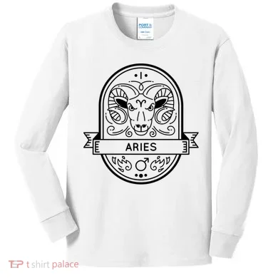 Aries Zodiac Symbol Design Kids Long Sleeve Shirt