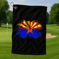 Arizona State Flag Grunge Golf Towel thumb 1
