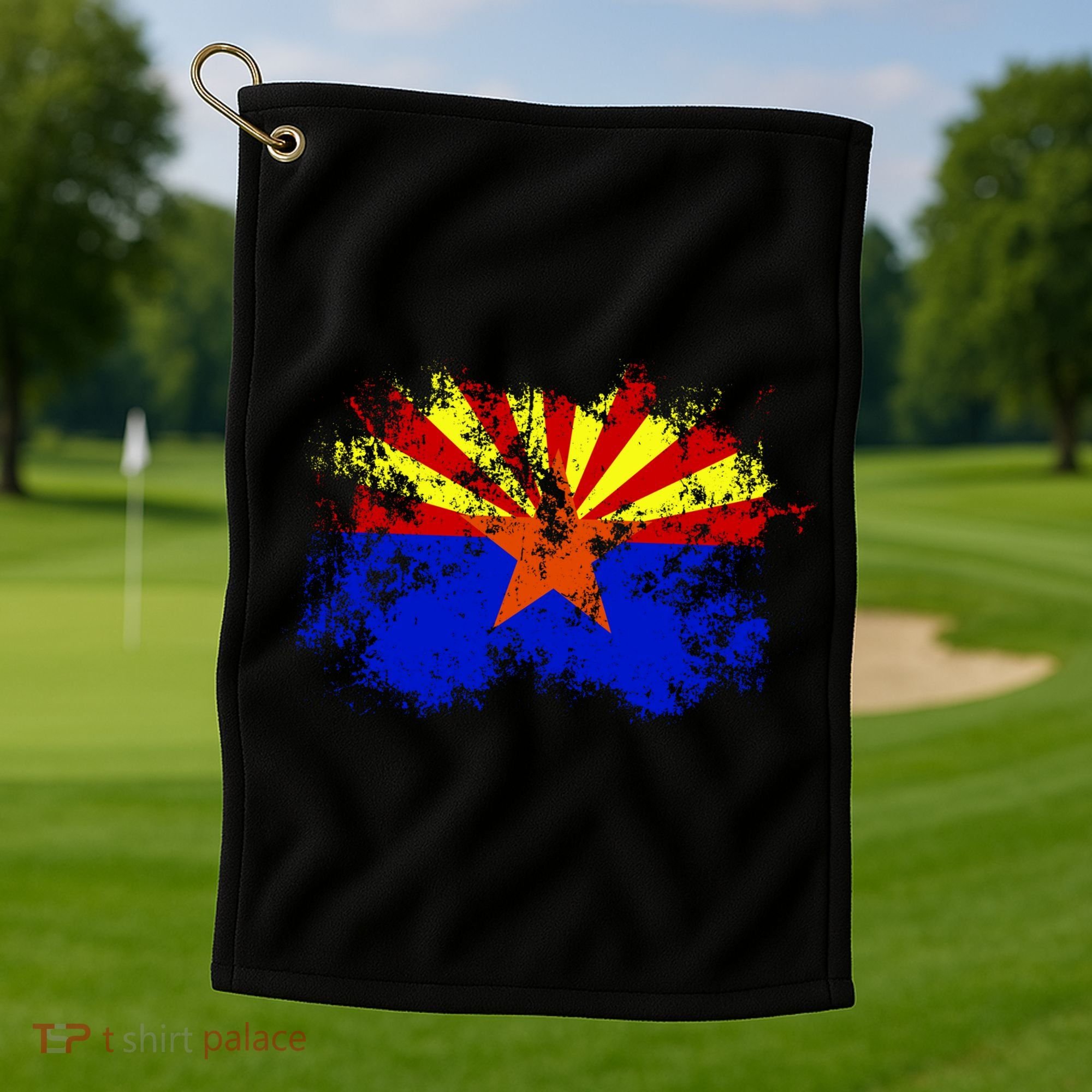 Arizona State Flag Grunge Golf Towel