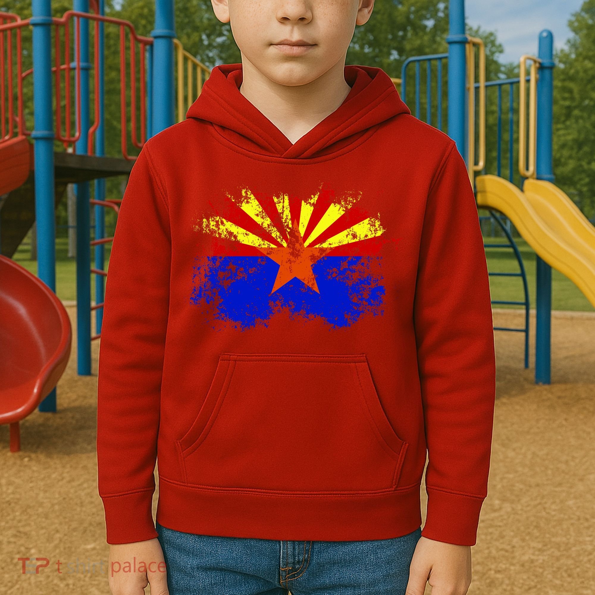 Arizona State Flag Grunge Kids Hoodie