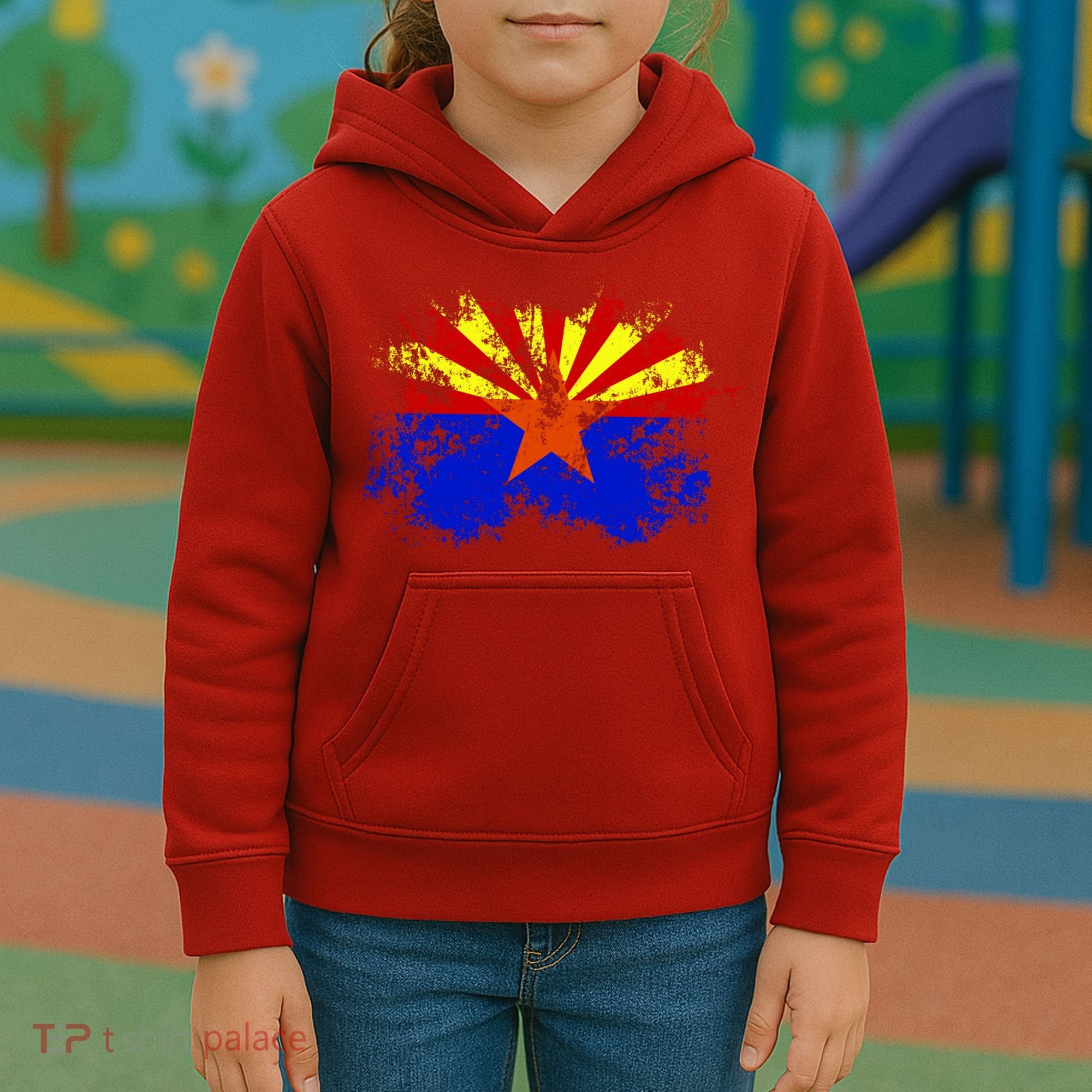 Arizona State Flag Grunge Kids Hoodie