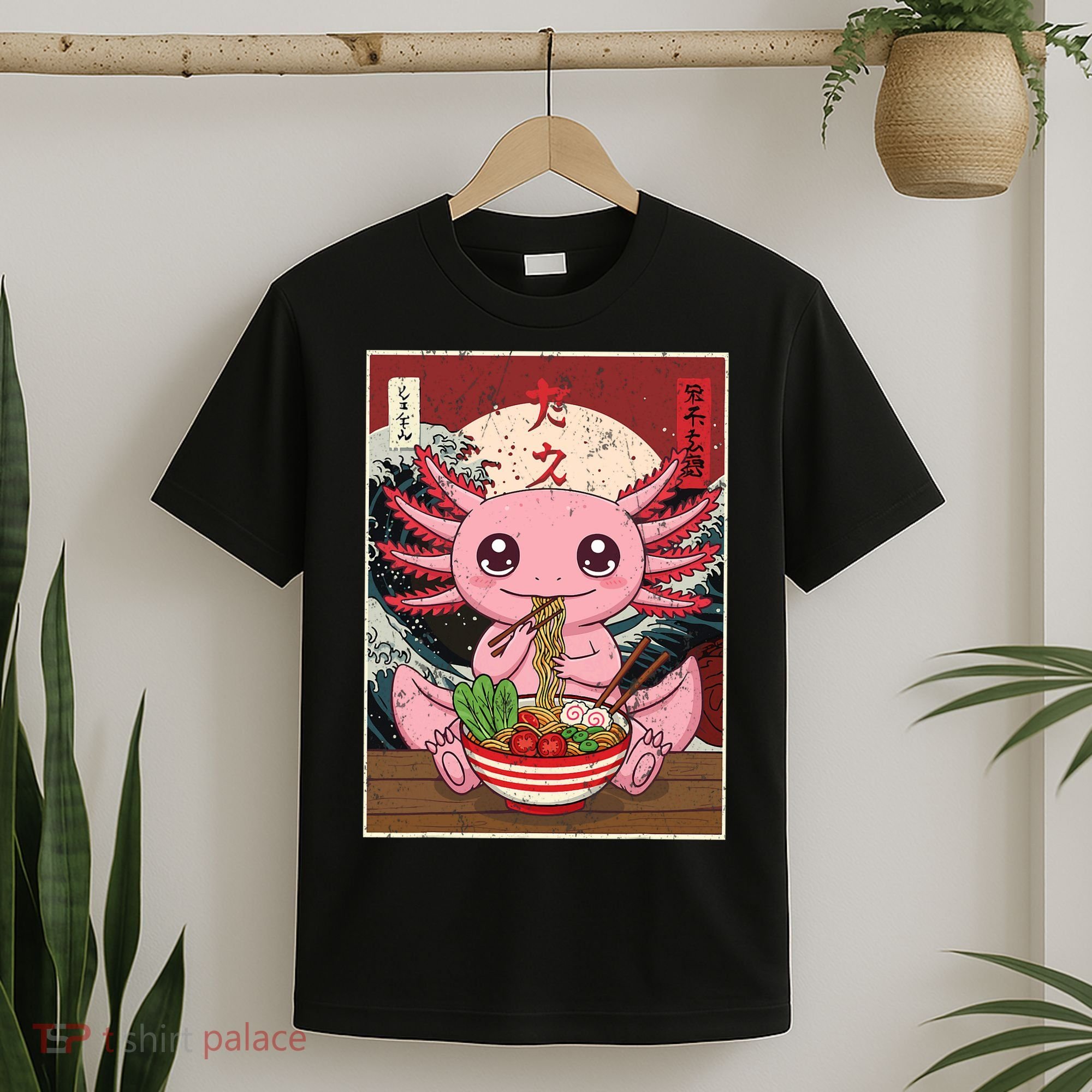 Axolotl Ramen Japanese Funny Graphic Tees Kawaii Anime Gifts T-Shirt