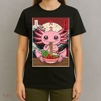 Axolotl Ramen Japanese Funny Graphic Tees Kawaii Anime Gifts T-Shirt thumb 4