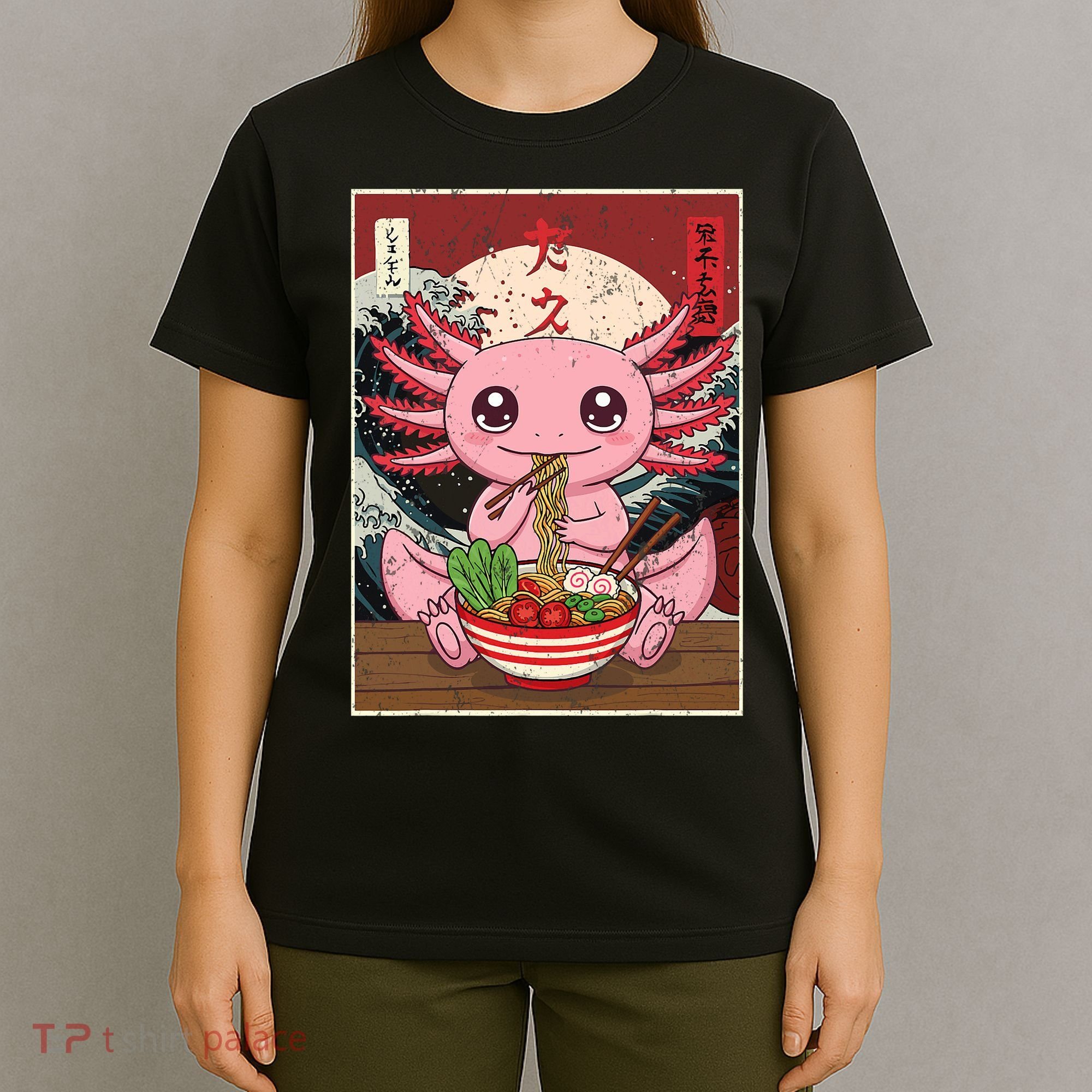 Axolotl Ramen Japanese Funny Graphic Tees Kawaii Anime Gifts T-Shirt