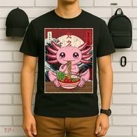 Axolotl Ramen Japanese Funny Graphic Tees Kawaii Anime Gifts T-Shirt thumb 6