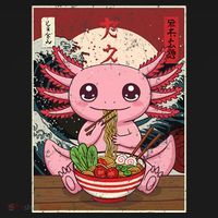 Axolotl Ramen Japanese Funny Graphic Tees Kawaii Anime Gifts Women's Hoodie thumb 2