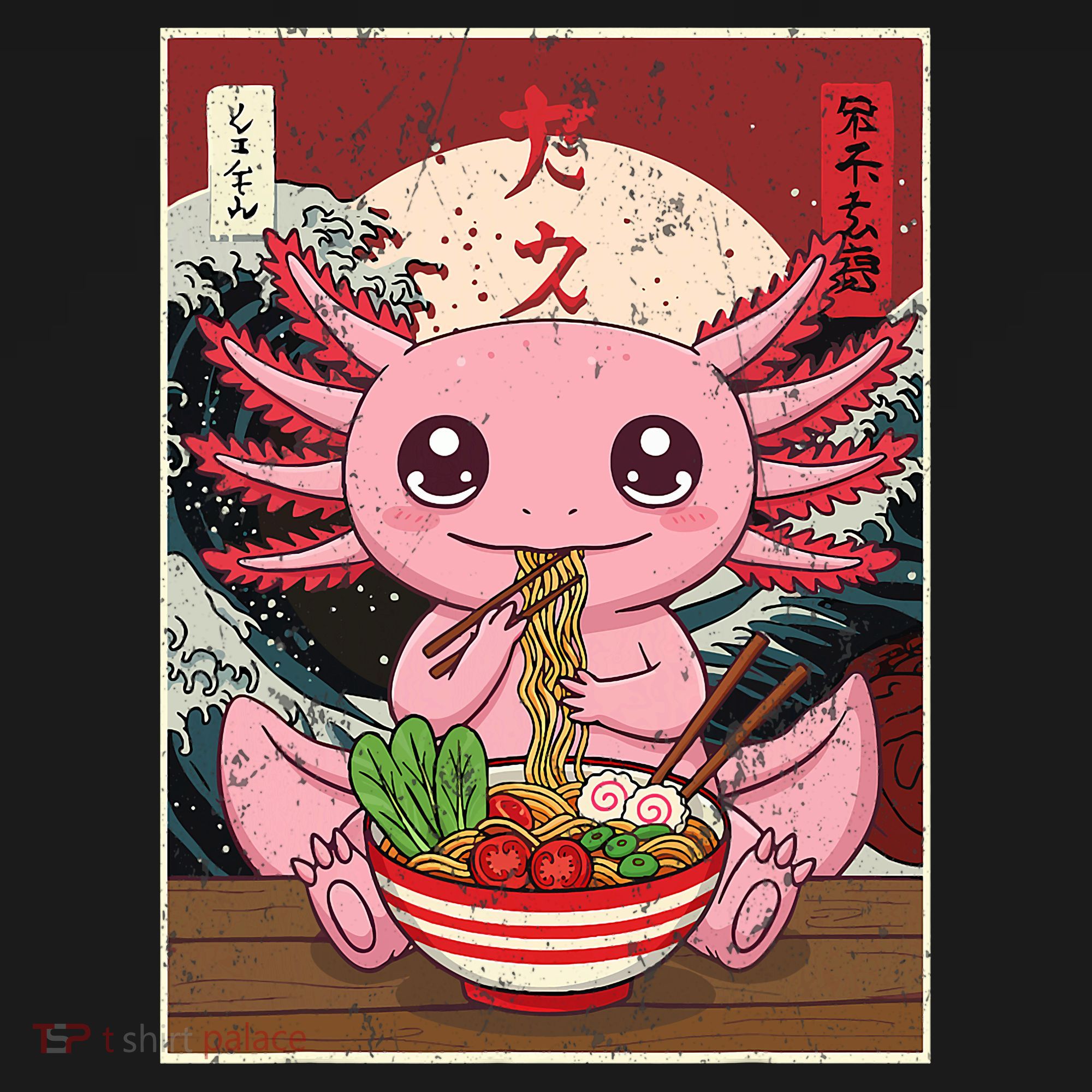 Axolotl Ramen Japanese Funny Graphic Tees Kawaii Anime Gifts Women's Hoodie