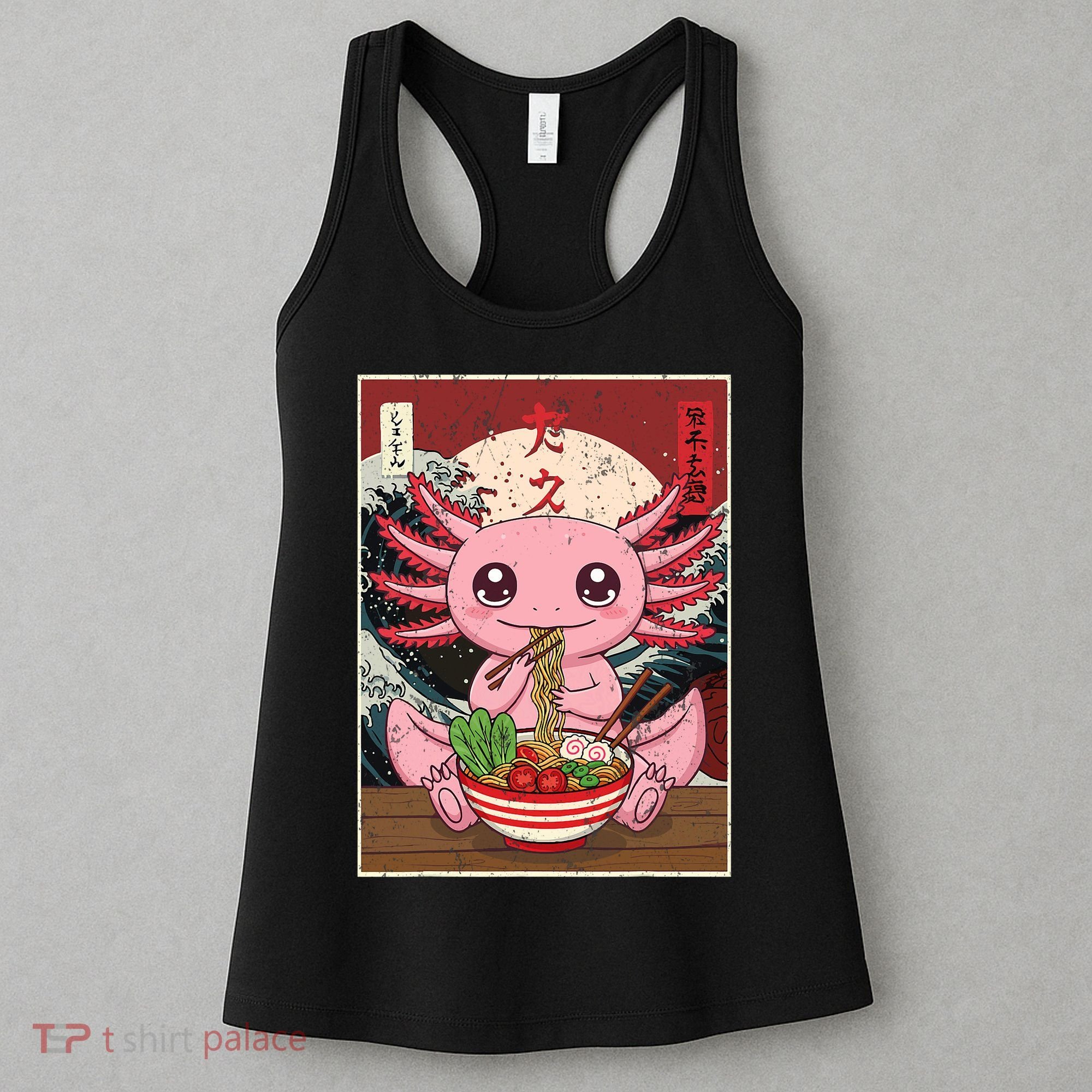 Axolotl Ramen Japanese Funny Graphic Tees Kawaii Anime Gifts Women's Tank Top