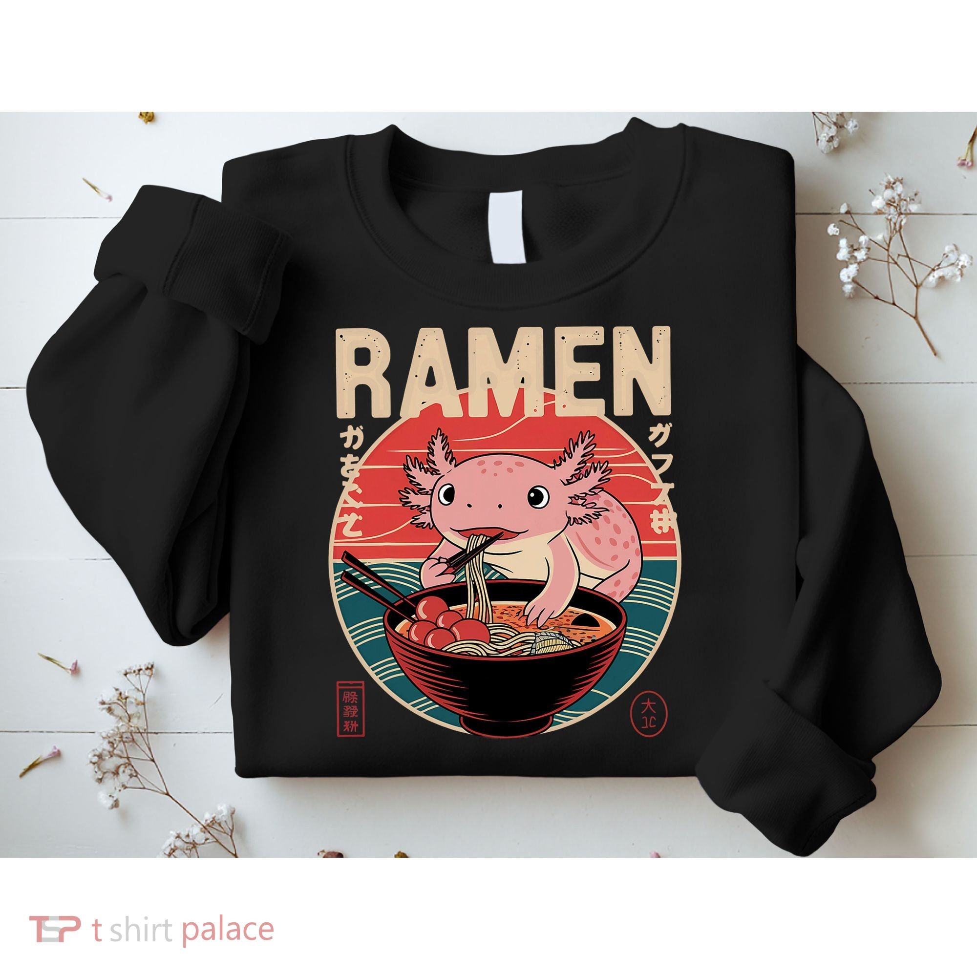 Axolotl Ramen Japanese Noodles Kawaii Anime Axolotl Sweatshirt