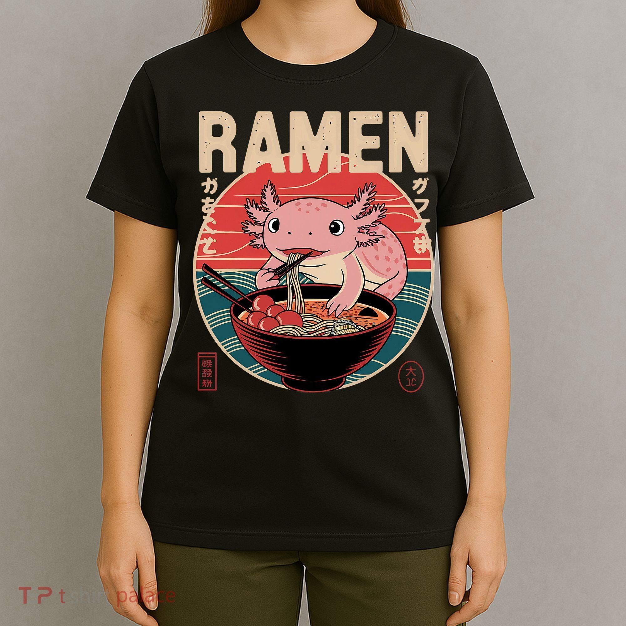 Axolotl Ramen Japanese Noodles Kawaii Anime Axolotl T-Shirt