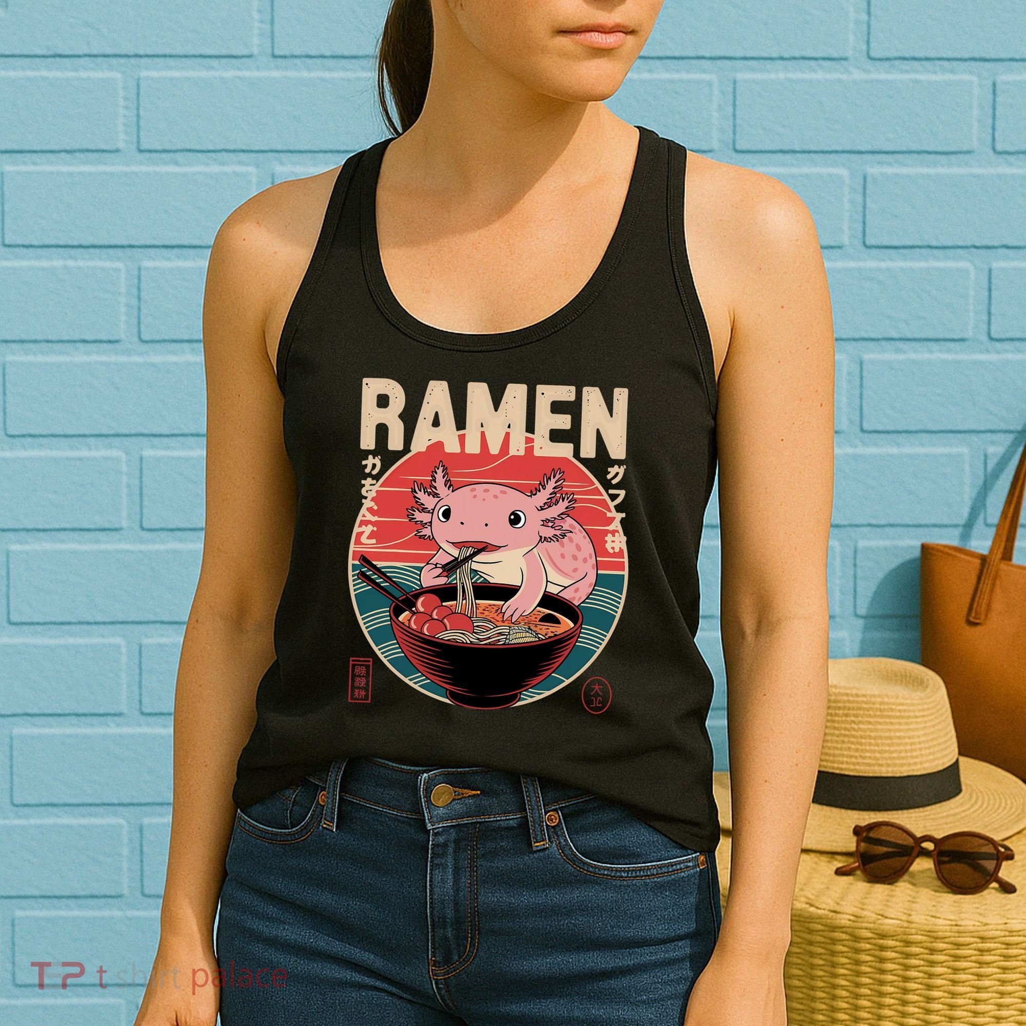 Axolotl Ramen Japanese Noodles Kawaii Anime Axolotl Women's Tank Top
