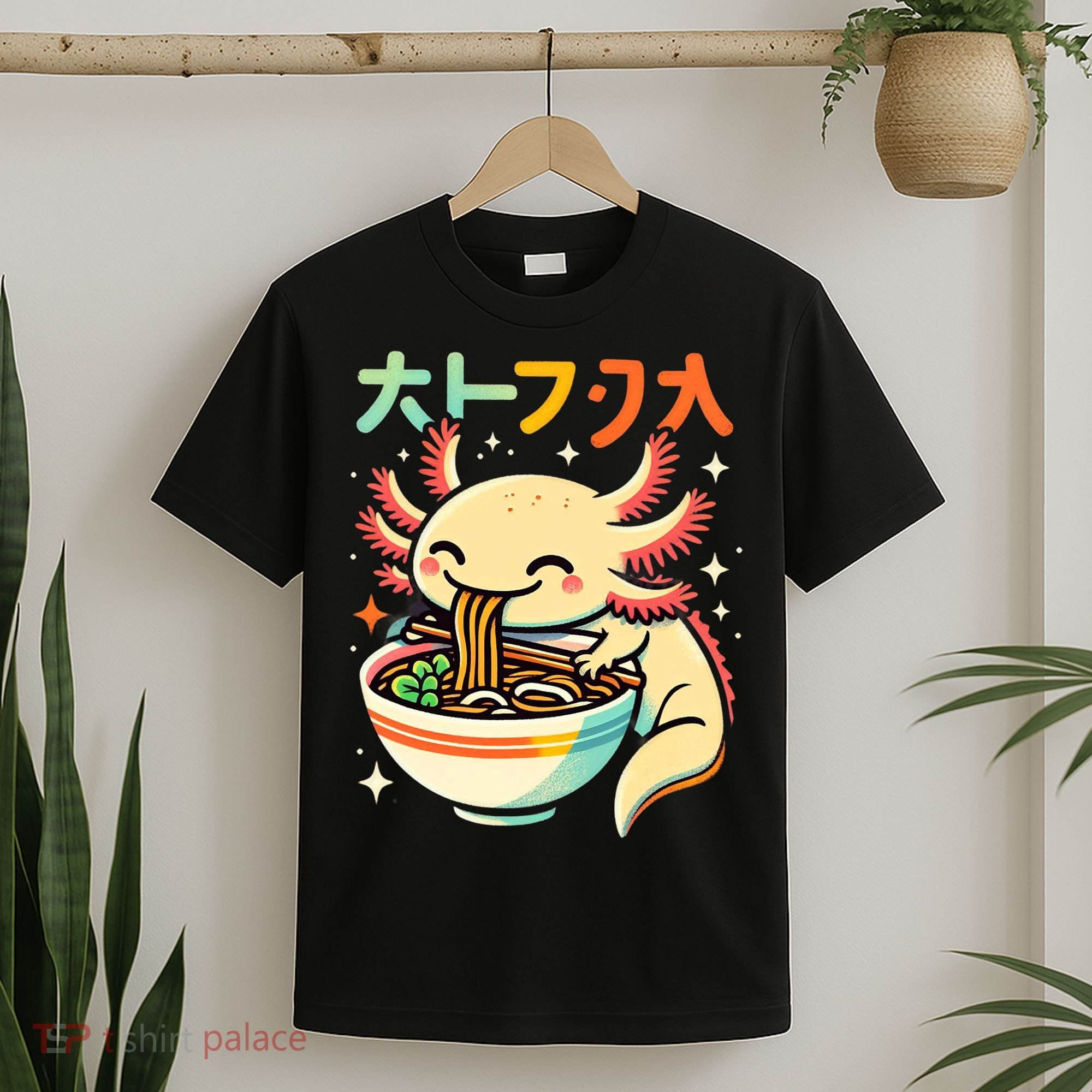 Axolotl Ramen Kawaii Neko Japanese Noodles Aesthetic T-Shirt