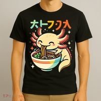 Axolotl Ramen Kawaii Neko Japanese Noodles Aesthetic T-Shirt thumb 3
