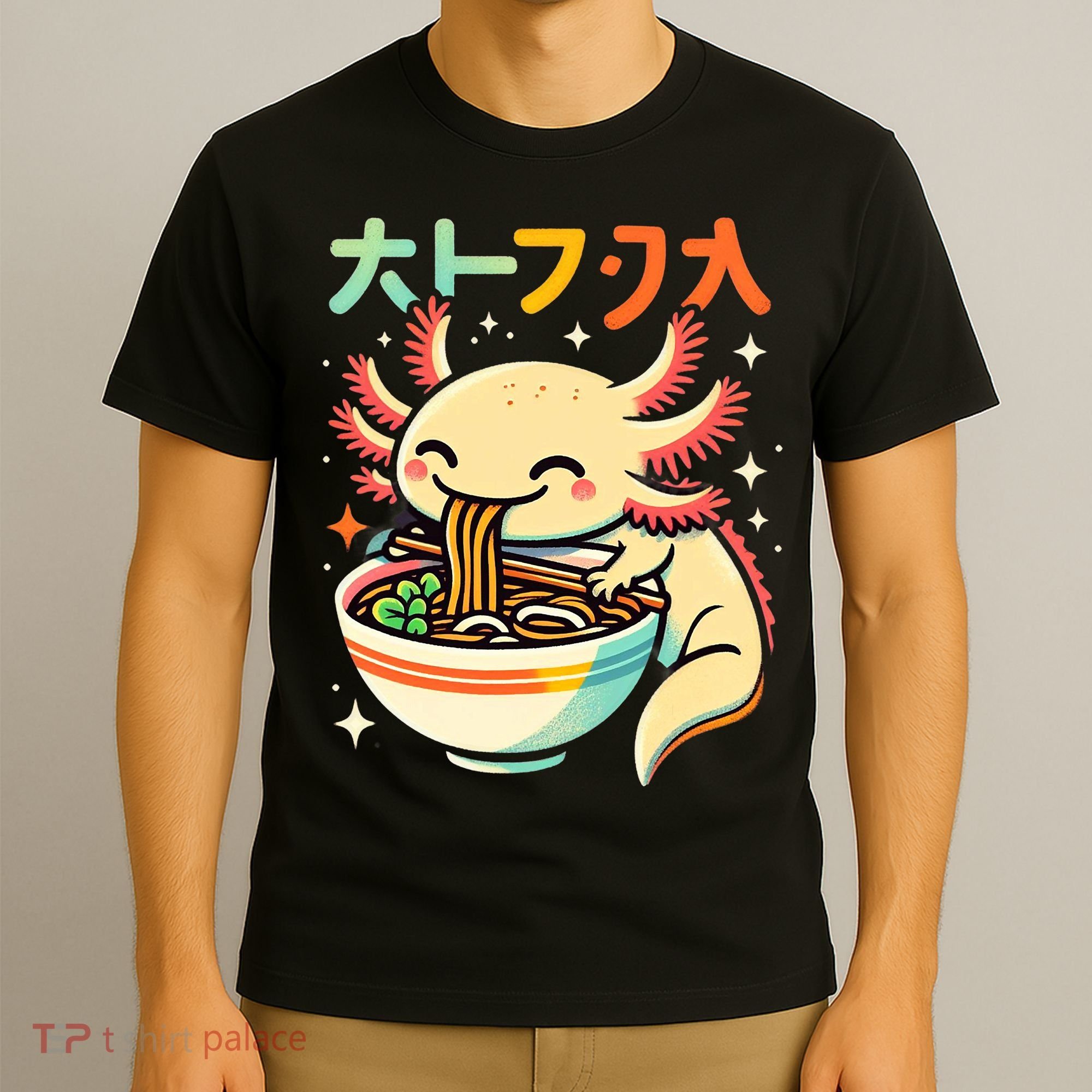 Axolotl Ramen Kawaii Neko Japanese Noodles Aesthetic T-Shirt