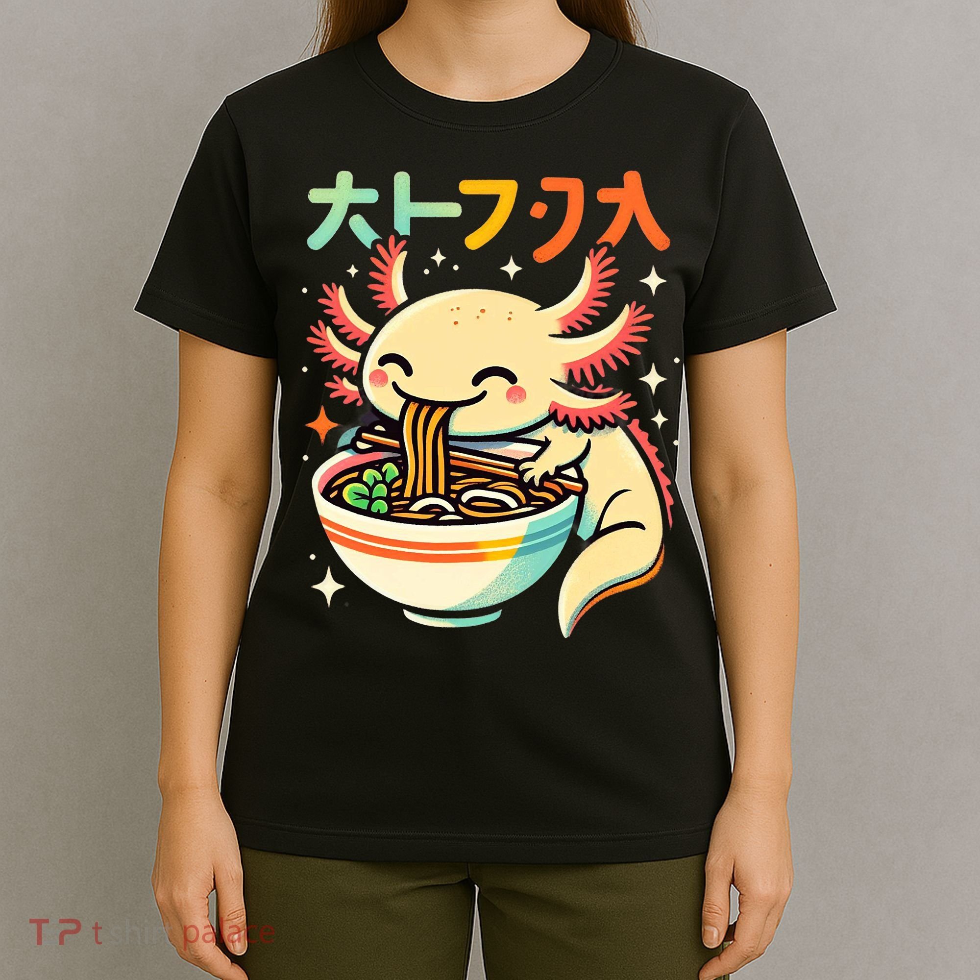 Axolotl Ramen Kawaii Neko Japanese Noodles Aesthetic T-Shirt