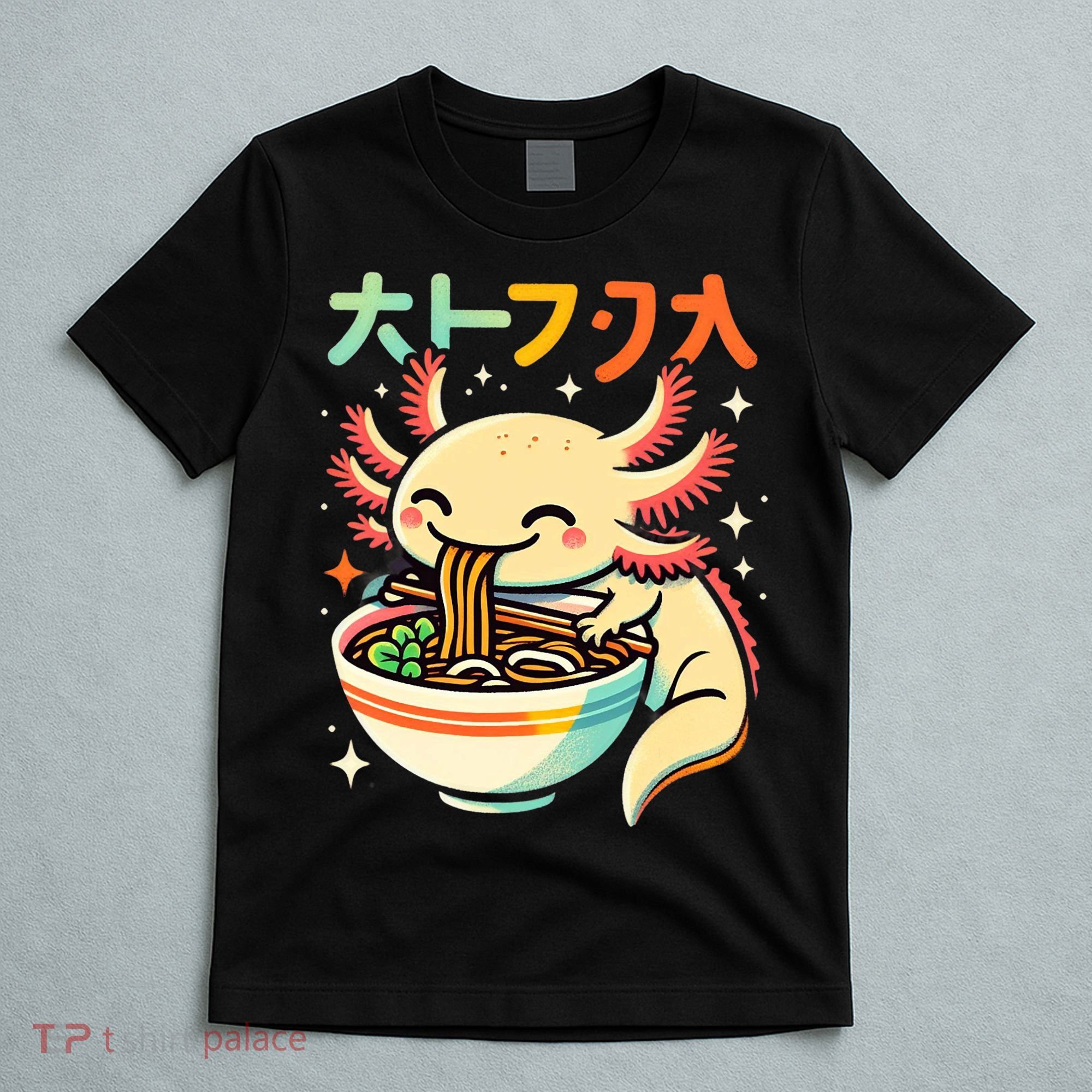 Axolotl Ramen Kawaii Neko Japanese Noodles Aesthetic T-Shirt