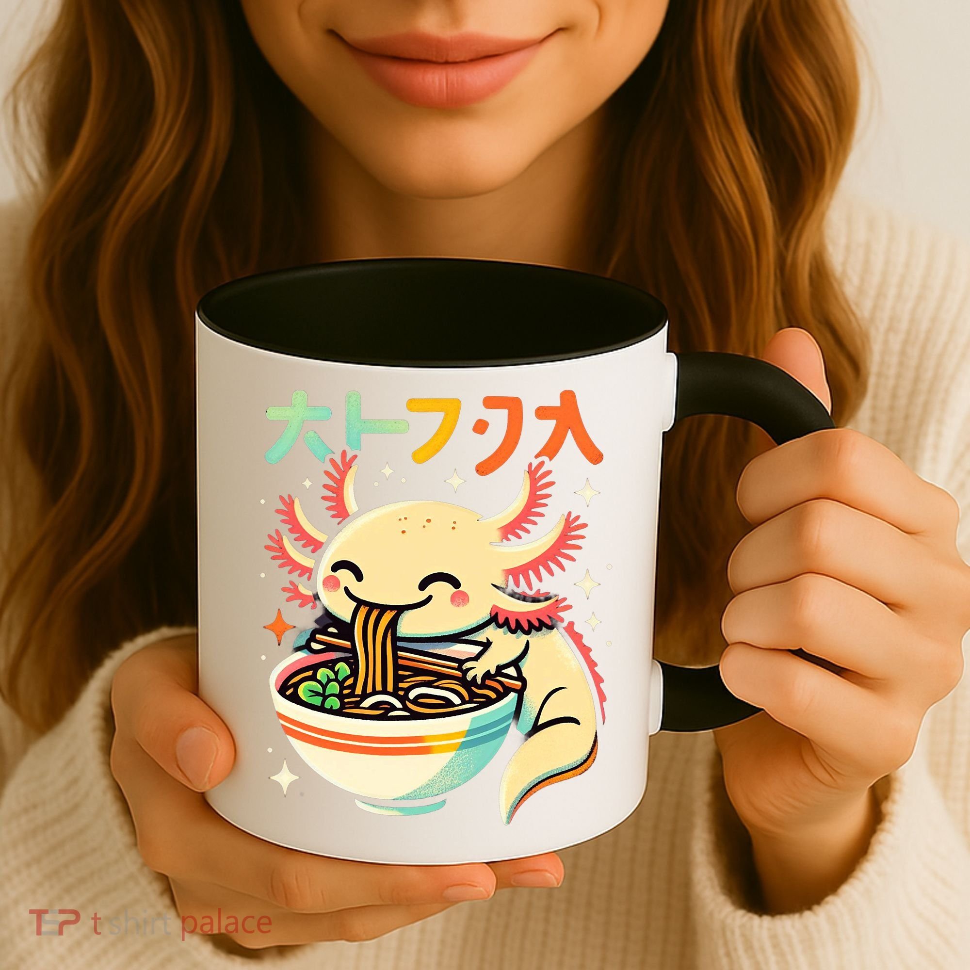 Axolotl Ramen Kawaii Neko Japanese Noodles Aesthetic Coffee Mug