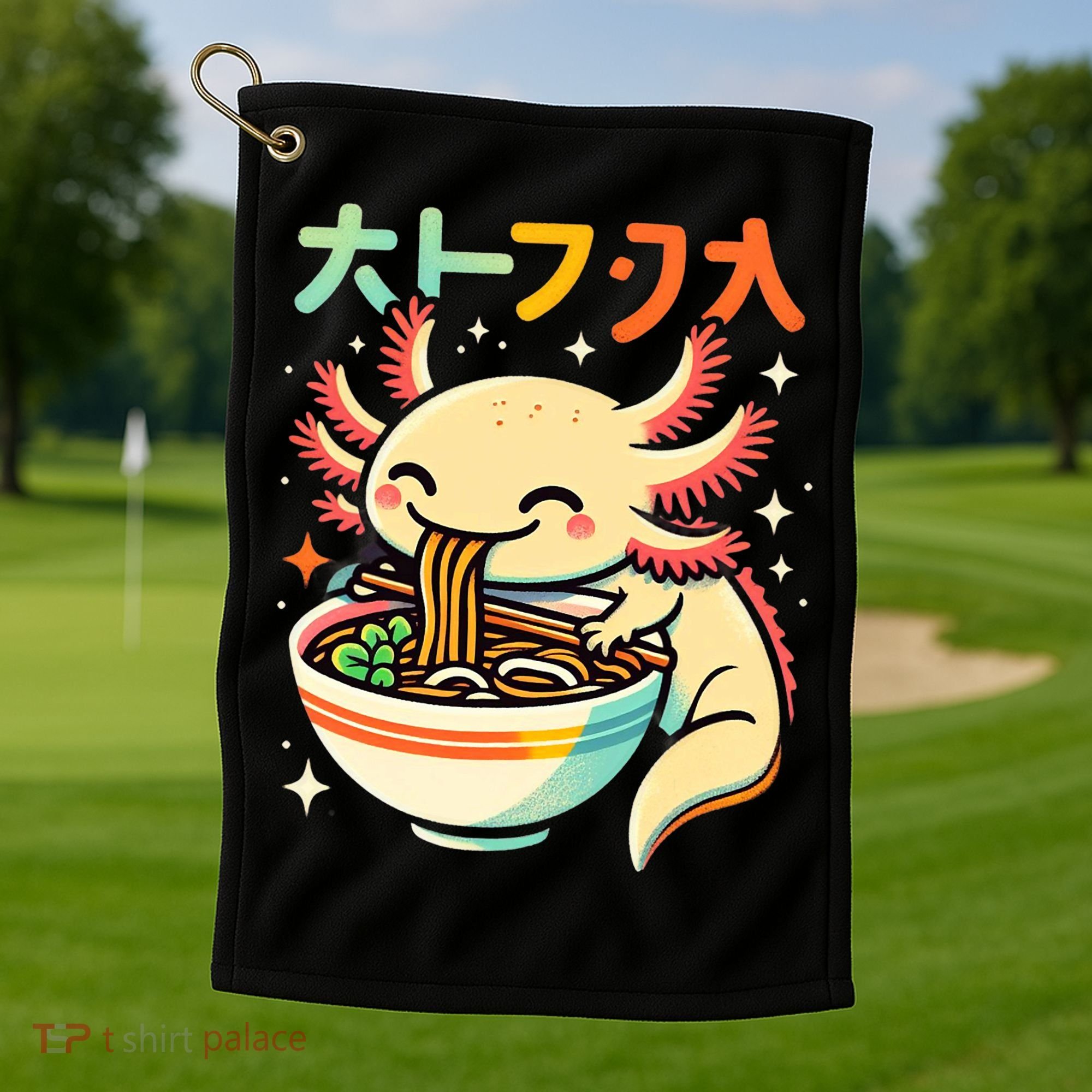 Axolotl Ramen Kawaii Neko Japanese Noodles Aesthetic Golf Towel