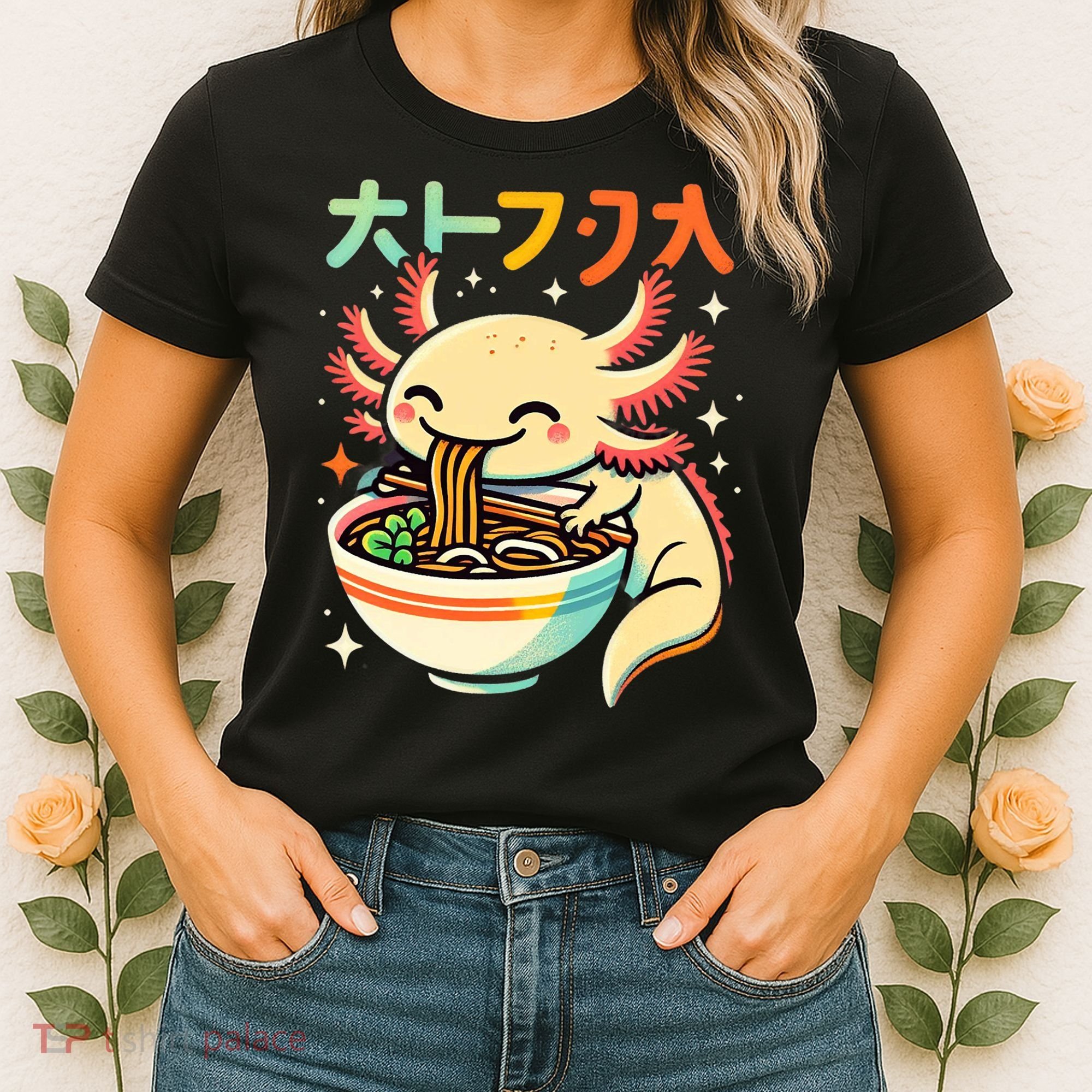 Axolotl Ramen Kawaii Neko Japanese Noodles Aesthetic Women's T-Shirt