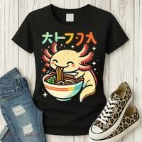 Axolotl Ramen Kawaii Neko Japanese Noodles Aesthetic Women's T-Shirt thumb 3